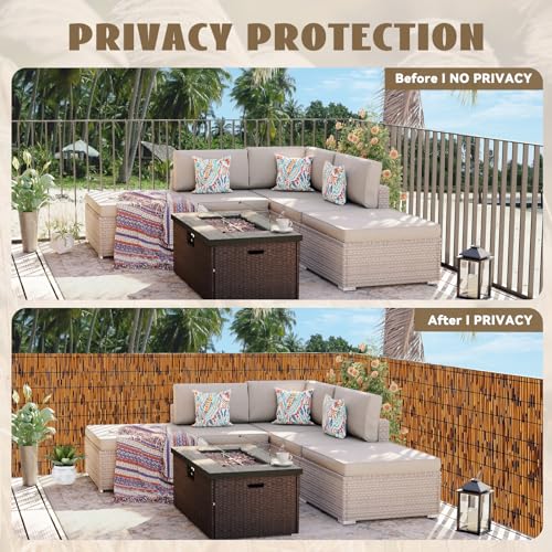 KOIUEYW Reed Screening 90 x 500 cm – Premium Garden Privacy Screen – Outdoor View for Garden, Terrace, Balcony, Fence, Palisade – Brown