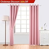 YOJA Thermal Insulated Window Treatment Blackout Curtains Drapes,Light Pink,52