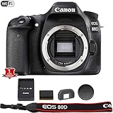 Canon EOS 80D Digital SLR Camera Body (Black) (International Model) No Warranty