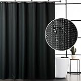 CAROMIO Black Fabric Shower Curtain, Hotel Quality Water Repellent Waffle Weave Textured Fabric Shower Curtains for Bathroom, 72 x 72 inches