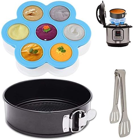 3 Pieces Instant Pot Accessory Set, Round Springform Pan and Silicone Egg Bites Molds for 6, 8 qt Instant Pot & Pressure Cooker Accessories, Kitchen Tongs Free