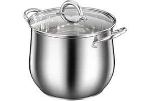 SOLUSTRE Large Stainless Steel Stock Pot with Lid 12l Double Handles Thickened Bottom for Home Kitchen