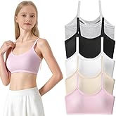 YoBeLove Teen Girls Sports Bras 5 Pack Cotton Underwear Strap Bra and Wire-Free Bras for Kids 10-18 Years