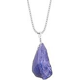 YANARA Natural Raw Purple Tanzanite Stone Rough Crystal Gemstone Women Handmade Pendant Necklace, Chakra Healing Crystals, Birthstone, Silver Plated Chain 18 inch