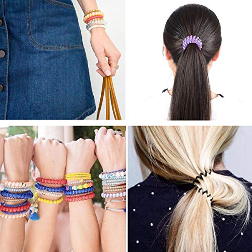 QY 10PCS Pearlized Transparent Colors Plastic Spiral Coil Wrist Band Key Ring Chain