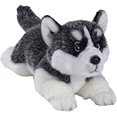 CU-MATE Siberian Husky Stuffed Dog Animal Simulation-Realistic & Lifelike Soft Handmade Lying Dog Plush Toy Puppy -Present Gift for Boys and Girls