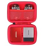 Hard Travel Case for Samsung T3 T5 Portable 250GB 500GB 1TB 2TB SSD USB 3.0 External Solid State Drives by co2crea (2-in-1 Case + Inside Red)