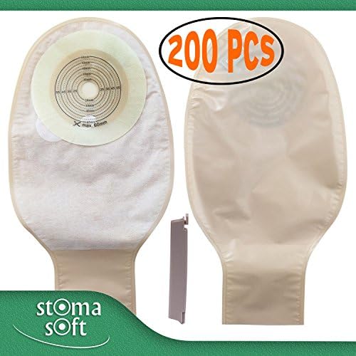 200 (10 Boxes) One Piece Drainable Ostomy Colostomy Ileostomy Pouch 60mm Cut Size Reusable Disposable (Bolsas de Colostomia) by Stoma Soft