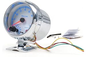 3.75" 12V Car Tachometer Gauge with LED Shift Light, Blue Backlit Instrument Meter 0-8000 RPM for Vehicle Dashboard Gauge Clu