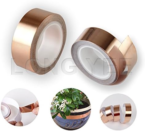 4meters of COPPER Foil TAPE ✯ Strong SELFADHESIVE Backing ✯ RELIABLE Slug Snail & Garden Pest Repeller ✯ CONDUCTIVE Tape Ideal for small Electrical Jobs ✯ Ideal for CRAFTS, DIY, GUITAR REPAIR ✯ Quality Product ✯ HEAVY DUTY! ✯ Comes in 1 Rolls