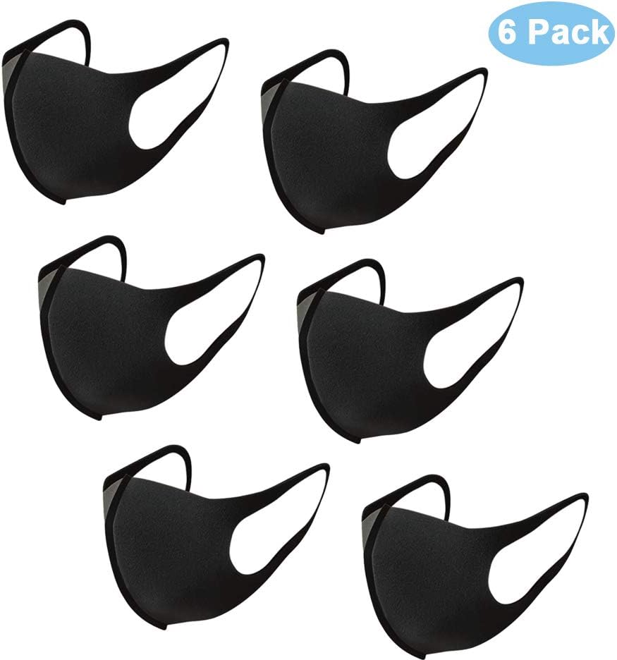 6 Pack Face Masks, Mofun® Anti Dust Mask, Unisex Carbon Fiber, Mouth Mask, Reusable & Washable Masks for Running, Cycling, Skiing Motorbikes, Outdoor Activities Black (6 Pack)