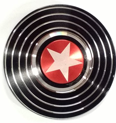 Bukit Cell 3-5 Min Captain American Shield Black Metal Fidget Spinner Durable Titanium Alloy Metal Hand Spinner EDC ADHD Focus Anxiety Stress Relief Spinner +BC Stylus Pen + BCcloth + Metal Box