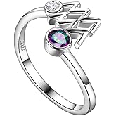 Adjustable Zodiac Sign Ring 925 Sterling Silver Fine Jewelry Gifts Rainbow Mystic Topaz Zirconia 12 Constellation Ring Astrology Cute Scorpio Ring Celestial Zodiac Jewelry Birthday for Women Girls