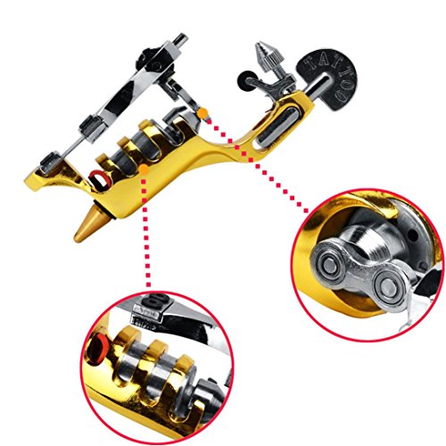 Lotus.flower Extreme Rotary Tattoo Machine Carbon Steel Machine GunLinner Shader Equipment for Tattooing (Gold)