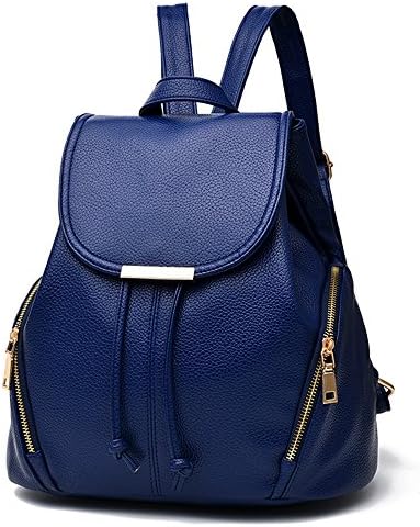 Backpacks for girls/women Vvting brand soft pu leather backpack blue with 2 zipper pockets outside