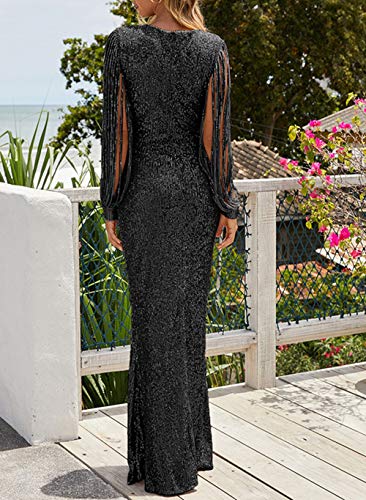 Dokotoo-Damen-Lange-Glitzer-Party-Kleider-Sexy-Langarm-Maxikleid-Elegant-Cocktailkleider-Abendkleider-fr-Hochzeit