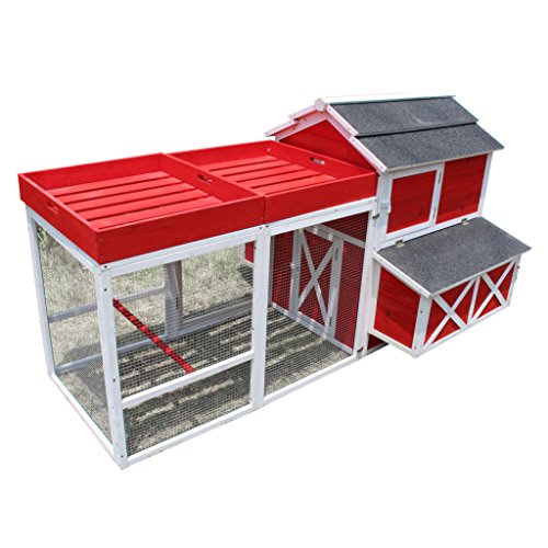 Zoovilla Red Barn Chicken Coop With Rooftop Planter