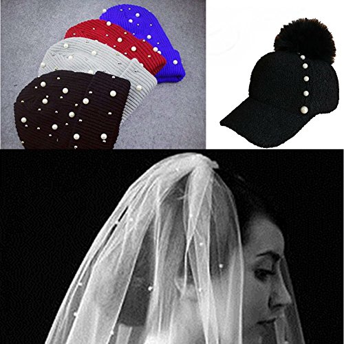 AKOAK 100 Set Pearl Rivet,Half Hole Faux Pearls Rivets Studs Buttons for Hat/Shoe/Clothes/Bag/Skirt/Bridal Veil DIY Accessories (8.0mm)