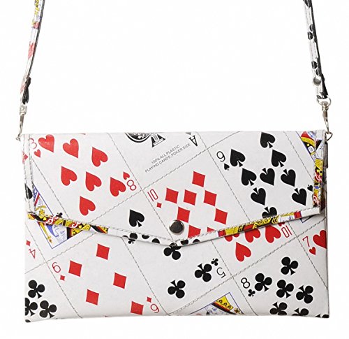 Small Thin Clutch Purse Made From Real Play Cards Prime fun gift for player of bridge poker solitaire addict wallet evening wedding las vegas style event convention trip friend playing queen of hearts