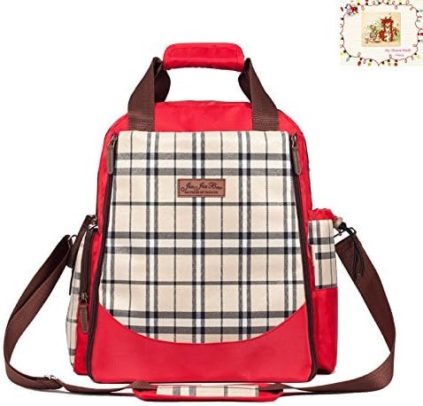 Classic Plaid Multifunction Large Capacity Hand Bag Shoulder Bag Backpack Baby Diaper Baby Care Product (Red) by My Share Mall