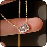 Gixaxak Gold Necklace for Women,Dainty Gold Pendant 14k Gold Plated Diamond Necklaces CZ Solitaire Choker Cubic Zirconia Pendant Necklace Sparkling Square Cut Crystal Center Stone Gold