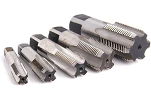 Tap Pipe Thread Cutting Tool Set, Tapered for BSP Thread Tap for G1/8, G1/4, G3/8, G1/2, G3/4, G1 Sizes, Bearing Steel, Rust-