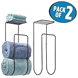 mDesign Wall Mount Towel Rack With Shelf for