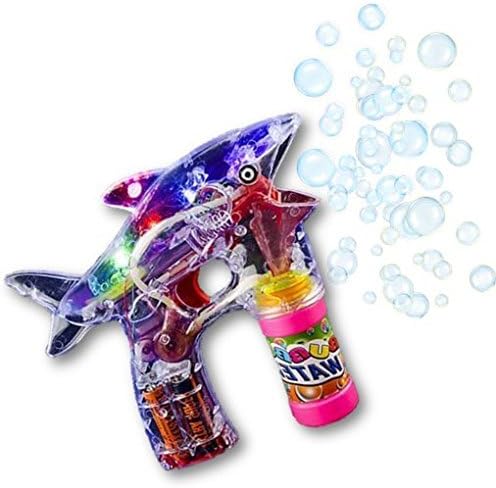 Play Kreative Shark Light Up Bubble Gun Blaster Toy โ Flashing Led Lights, Battery Operated Bubble Machine - for Kids, Boys, Girls, Playing, Outdoors, Indoors, Fun Activities & Party Favors