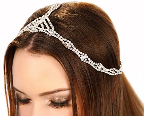 1920's Great Gatsby Inspired Art Deco Crystal Grecian Chain Headpiece