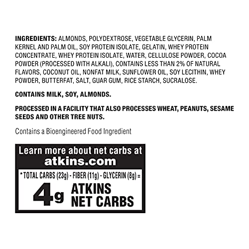 ATKINS CHOCOLATE ALMOND BUTTER PROTEIN MEAL BAR, KETO FRIENDLY, 5 COUNT