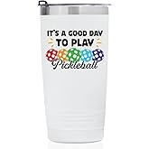 Onebttl Pickleball Gifts, Good Day to Play Pickleball, Insulated 20oz Stainless Steel Travel Tumbler with Lid