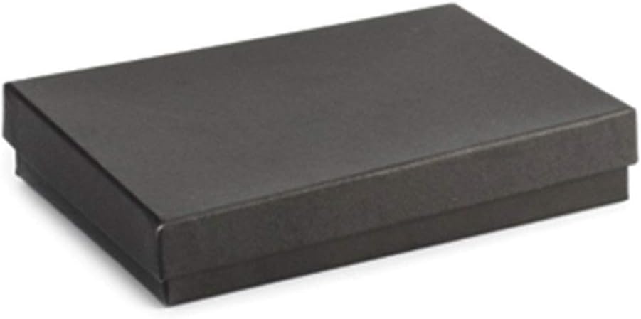 SSWBasicsCotton Filled Black Jewelry Box - 5¼” x 3¾” x 7/8” - Case of 100 Jewelry Boxes - Elegant Black Jewelry Box for Secure Storage
