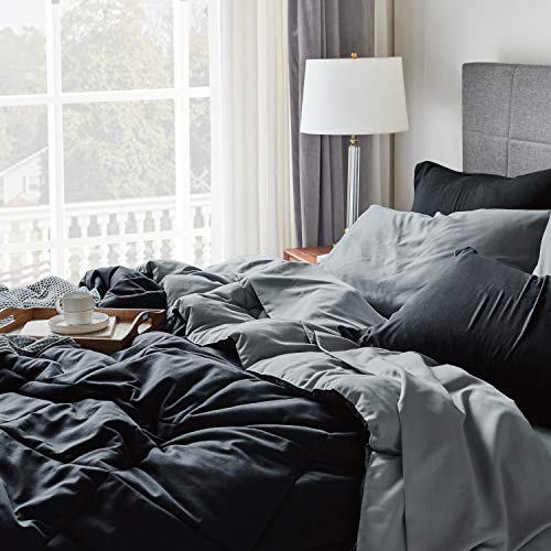 Bedsure Black Bed Set King 7 Pieces Reversible Black Comforter Set