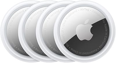 Apple AirTag Pack of 4 – Find and keep an eye on your belongings: Keys, Wallets, Luggage, Backpacks and More Easy to set up with iPhone or iPad. Replaceable Battery