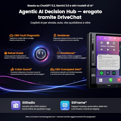 ATOTOZONE S8 Gen4 7 pollici Android Autoradio 2DIN 4G LTE Integrato | CarPlay Wireless e Android Auto, Octa-Core 4G+64G, QLED Schermo Touch, Navigatore GPS, DSP, Tethering via WiFi/BT/USB, FM/RDS