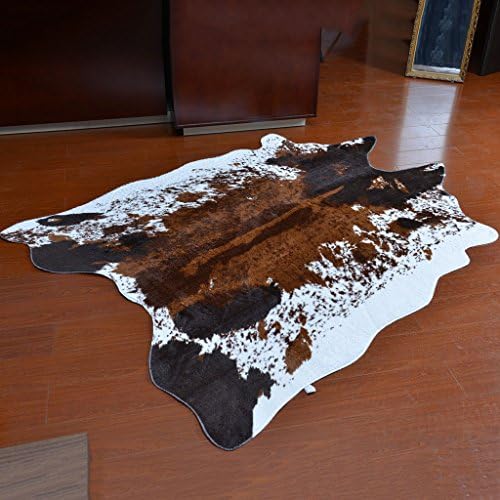 Imitation Cowhide Carpet Animal Pattern Rug Living Room Bedroom Rug Coffee Table Fashion Black and White Plush Carpet (Color : Brown, Size : 140CMร200CM)