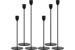 Ohtomber Black Taper Candle Holder - 6PCS Candlestick Holders, Candlesticks Centerpiece Wedding Table Decor, Fit Pillar 3/4" Thick Tapered & Led Candles