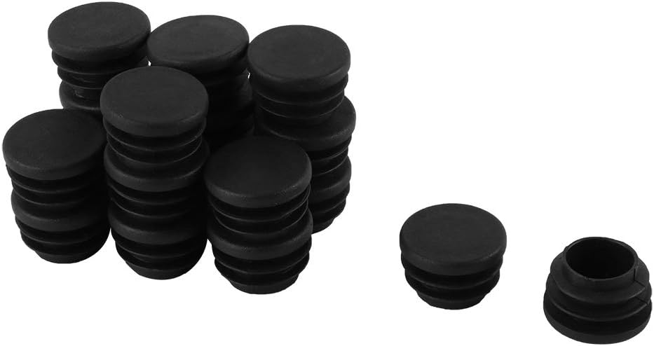 Sourcingmap Black Plastic 25mm Dia Blanking End Cap Round Pipe Tube Insert 18pcs