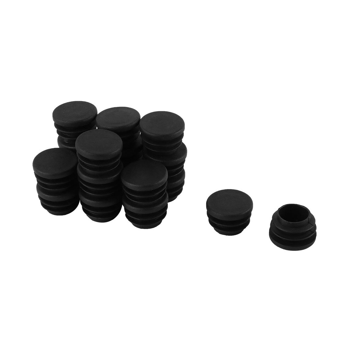 Sourcingmap Black Plastic 25mm Dia Blanking End Cap Round Pipe Tube Insert 18pcs