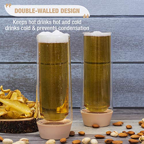 Eparé Beer Glasses - 12oz Insulated Pilsner Glass - Set of 2 - Spill Preventing Craft Beer Glassware - Thumbnail 4