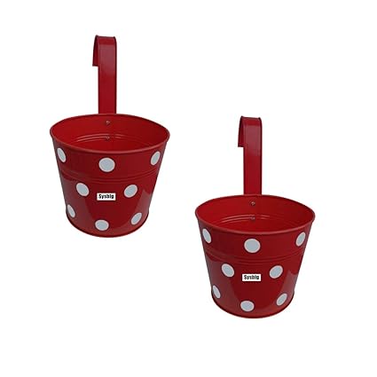 Kraftsplanet Indoor Garden Decor Set of Two Polka Design Railing with Detachable Hooks