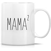 Retreez Funny Mom Mug Mother Mama of Two Kids 11 Oz Ceramic Coffee Tea Mugs | 11 Oz Ceramic Coffee Mugs, Inspirational pregnancy announcement baby shower birthday gift for mom mama mother mom to be