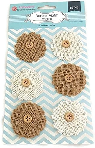 Burlap Flowers Embellishments for Crafts Card Making Scrapbooking Rustic Wedding Party Decoration - Brown and White