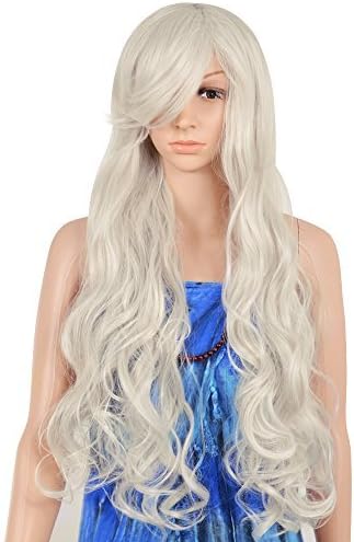 Krodi New Fashion Long Wavy Wig/Hair Cosplay Wig Long Big Curly Wig Full Wavy Wig Heat Resistant Wig Costume Party Wig for Women(Silver Gray) by Krodi