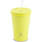 Manna Ranger Double-wall Insulated Stainless Steel Tumbler with Leak-proof Smart Seal Lid and Reusable Tritan Straw - 12 Oz - Yellow