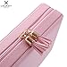 JL LELADY JEWELRY Small Jewelry Box Travel Jewelry Case Portable Faux Leather Jewelry Boxes Ring Box Earring Holder with Mirror for Women Girls (Pink)