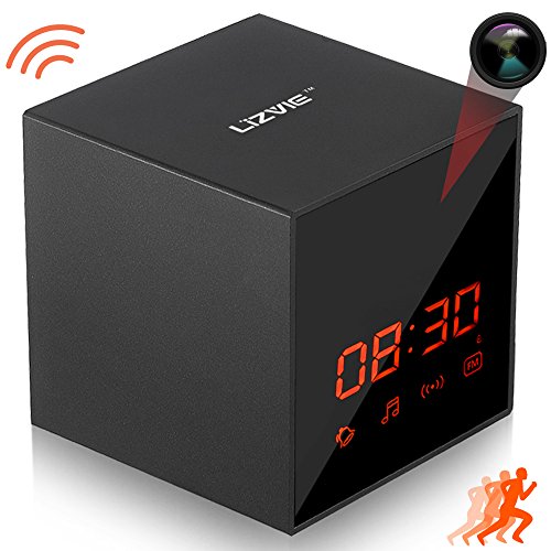 LIZVIE HD Hidden Spy Clock Nanny Camera with Enhanced Night Vision, Wireless Speaker, Motion Detection, Invisible Lens, Video Recorder, FM Radio, 12&24 Alarm Clock(Pro Version)