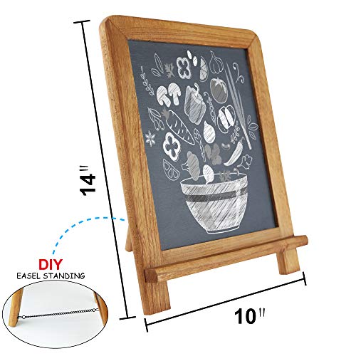 Lockways Slate Chalkboard Black Board - Standing Chalk Board 14 x 10, Rustic Vintage Decor Wooden Frame Blackboard for Kitchen, Restaurant, Bar Countertop, Wedding, Party, Wall, Home