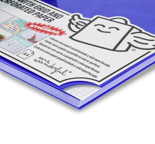 - A4-Notizbuch Blau - Gitterblätter und mikroperforiert - 80 Seiten - Fester Einband - Spiralbindung - Aufkleber im Lieferumfang enthalten