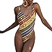 Speedle Women Sexy Backless Vintage Print High Cut One Piece Swimsuit S-2XL